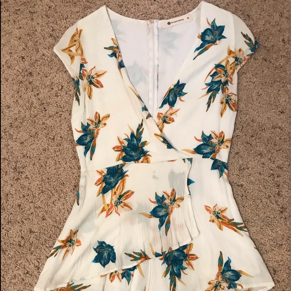 White with flowers romper